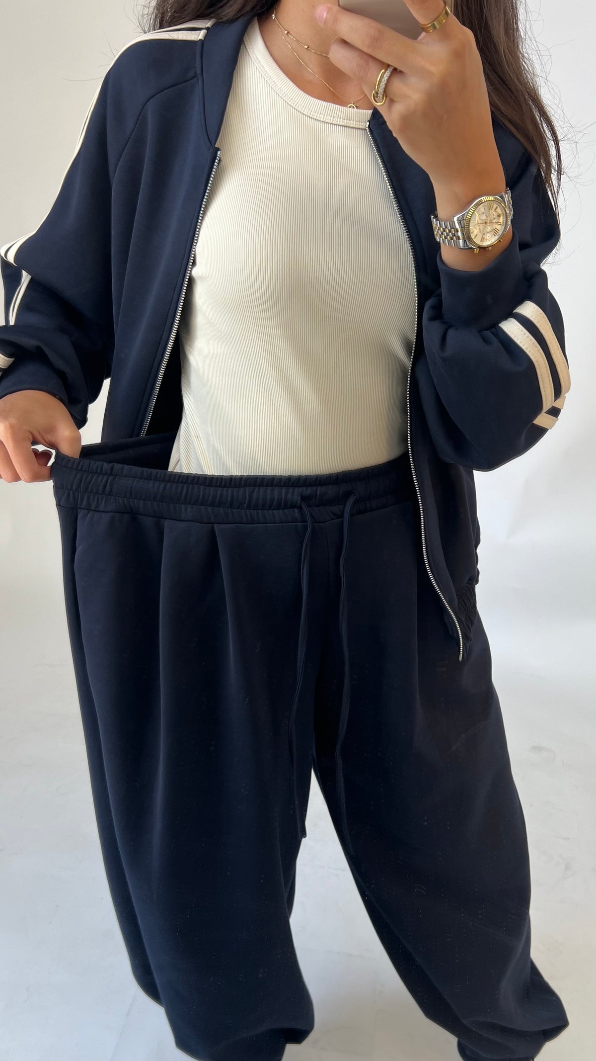 Sporty Zweiteiler mit Streifen-Details