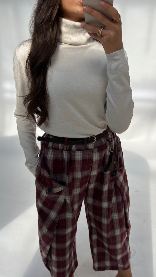 Check Wide-Leg Culotte