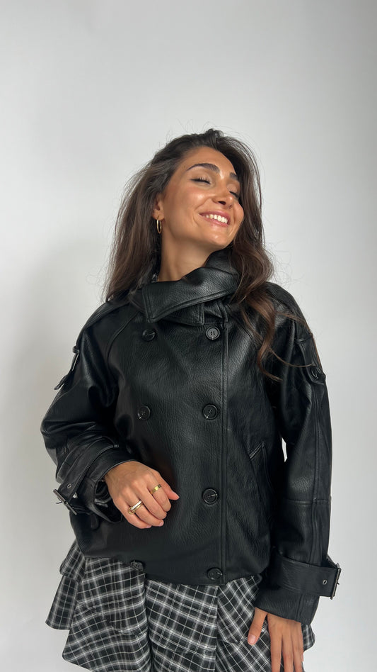 Trenchcoat in Lederoptik