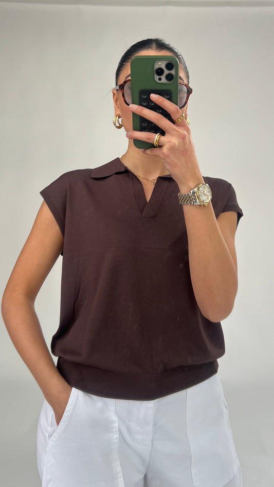 Strick-Top mit Kragen