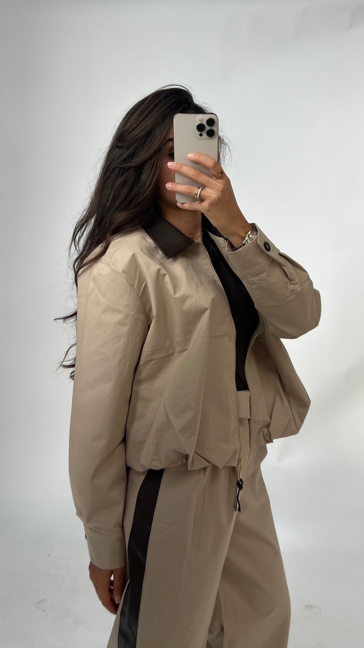 Vizon Jacke mit Lederkragen