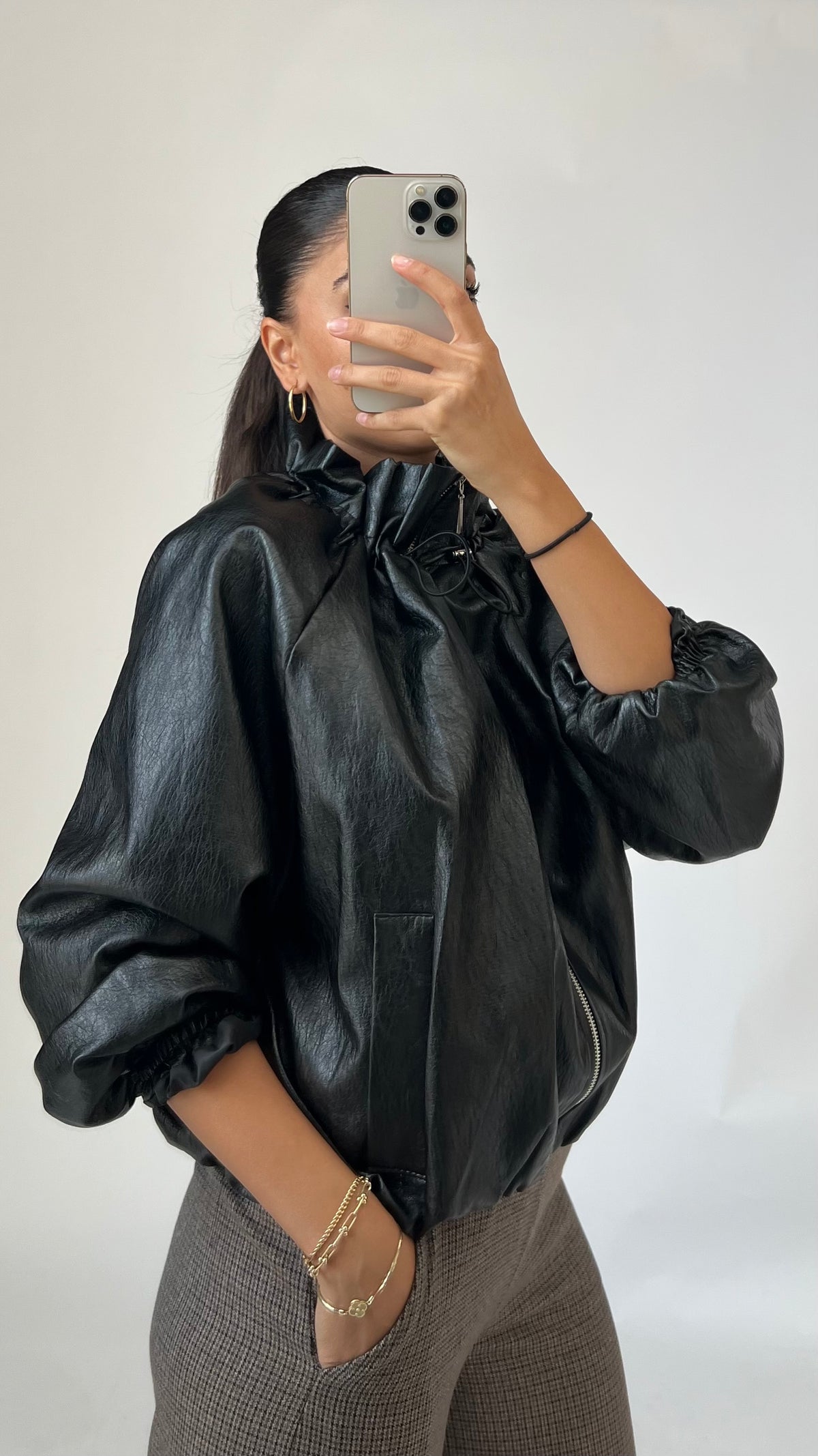 Oversize Jacke in Lederoptik