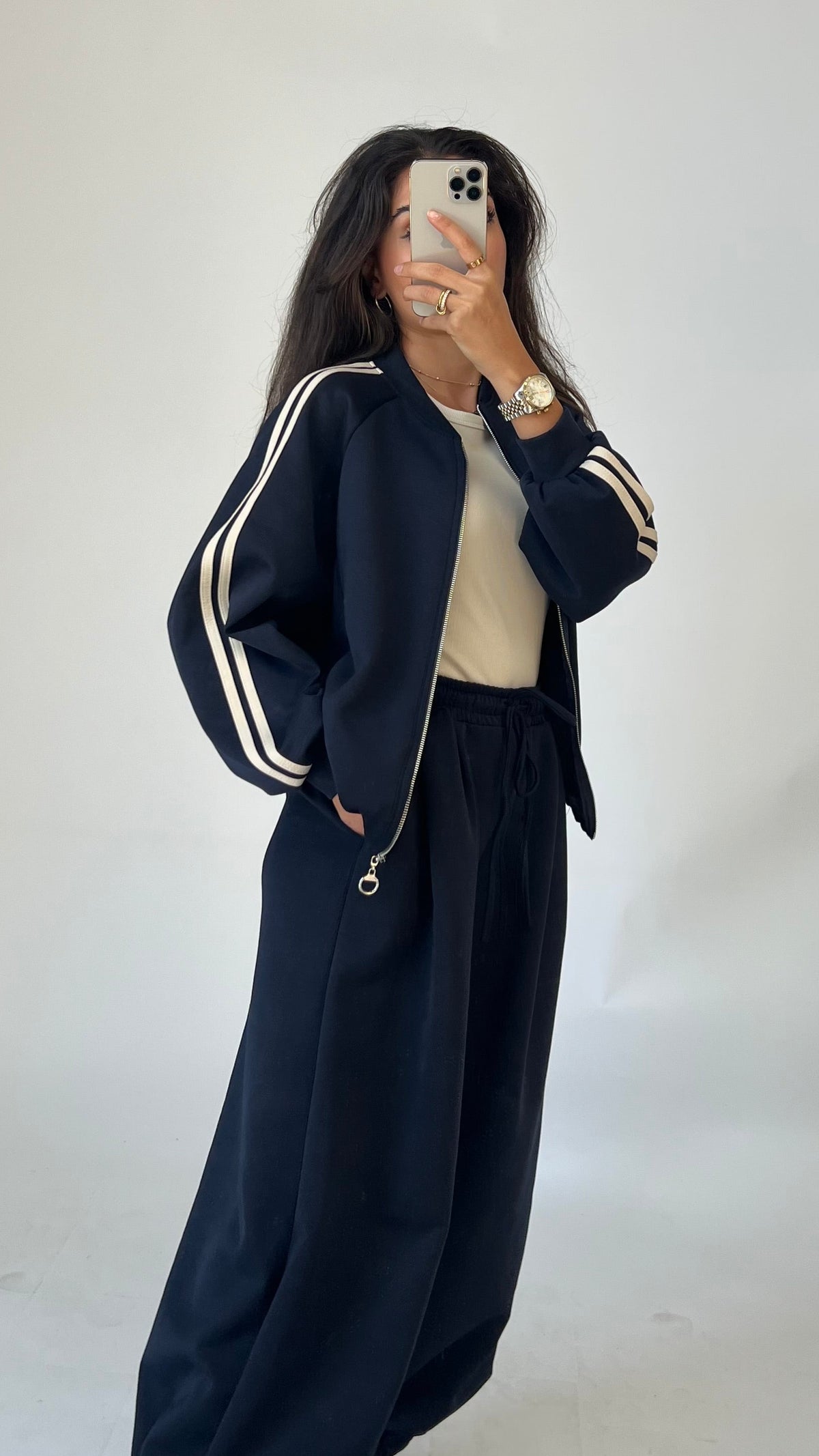 Sporty Zweiteiler mit Streifen-Details