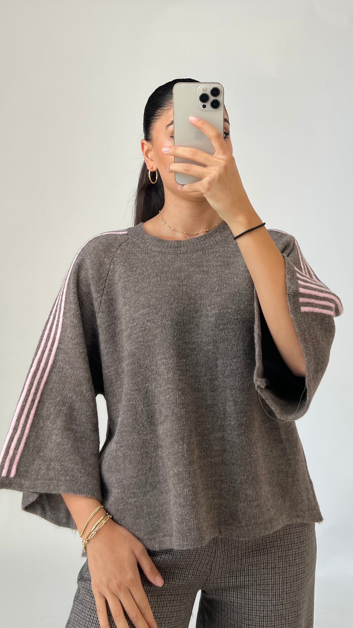 Oversize Strickpullover mit Kontraststreifen
