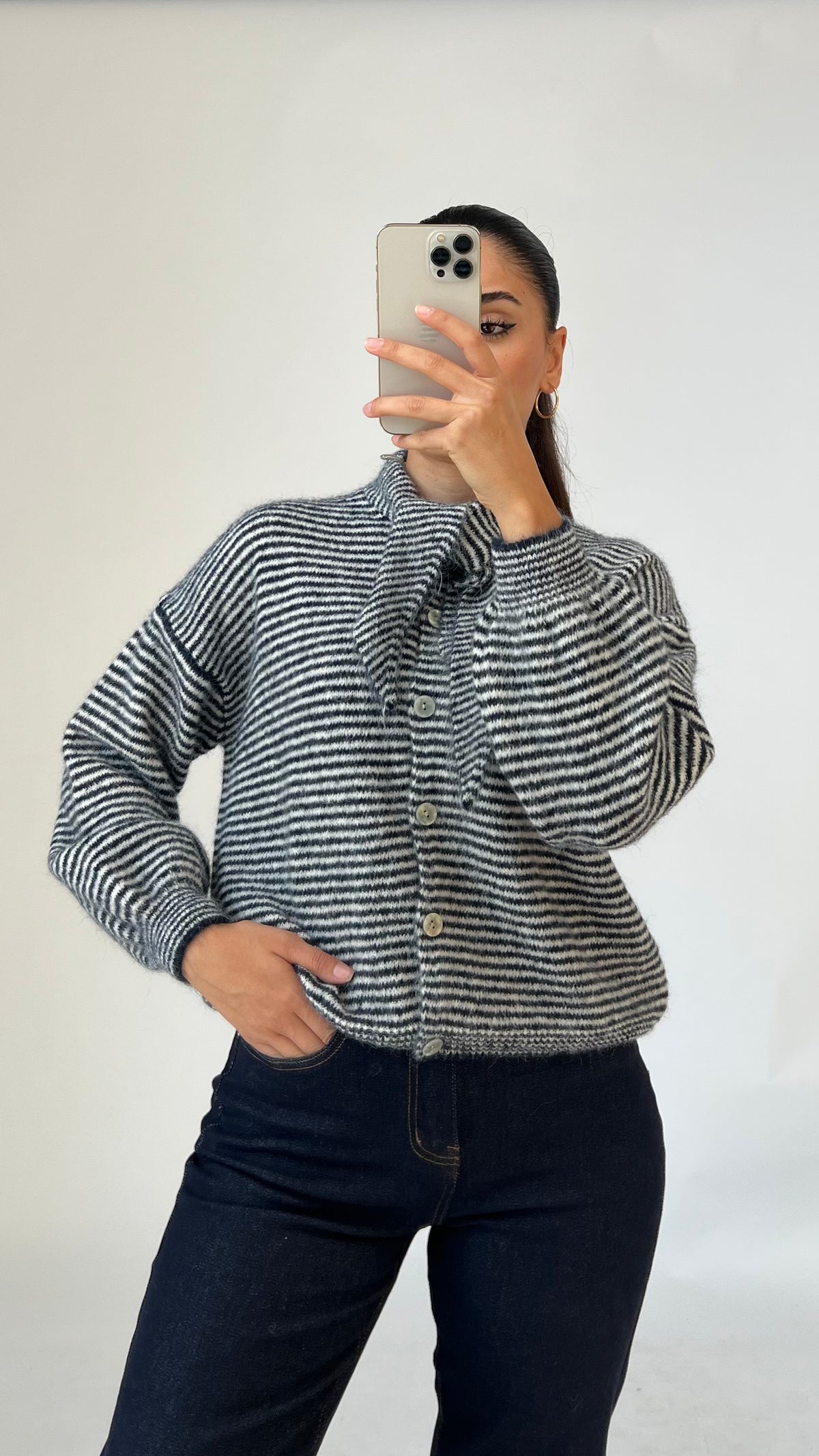 Striped Bow Cardigan