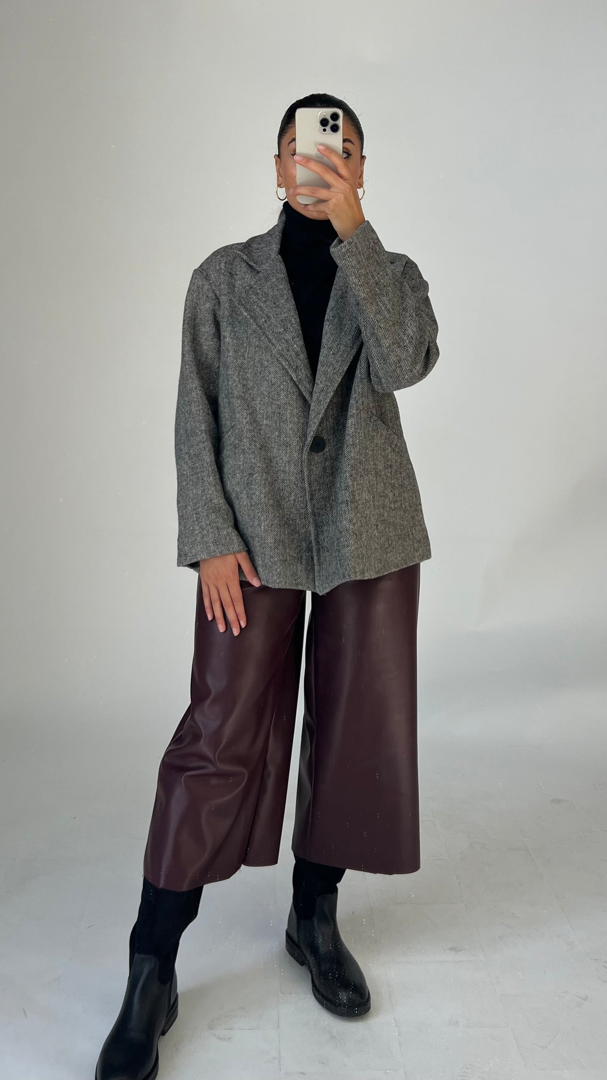 Oversize Blazer mit Leo-Futter & Brosche