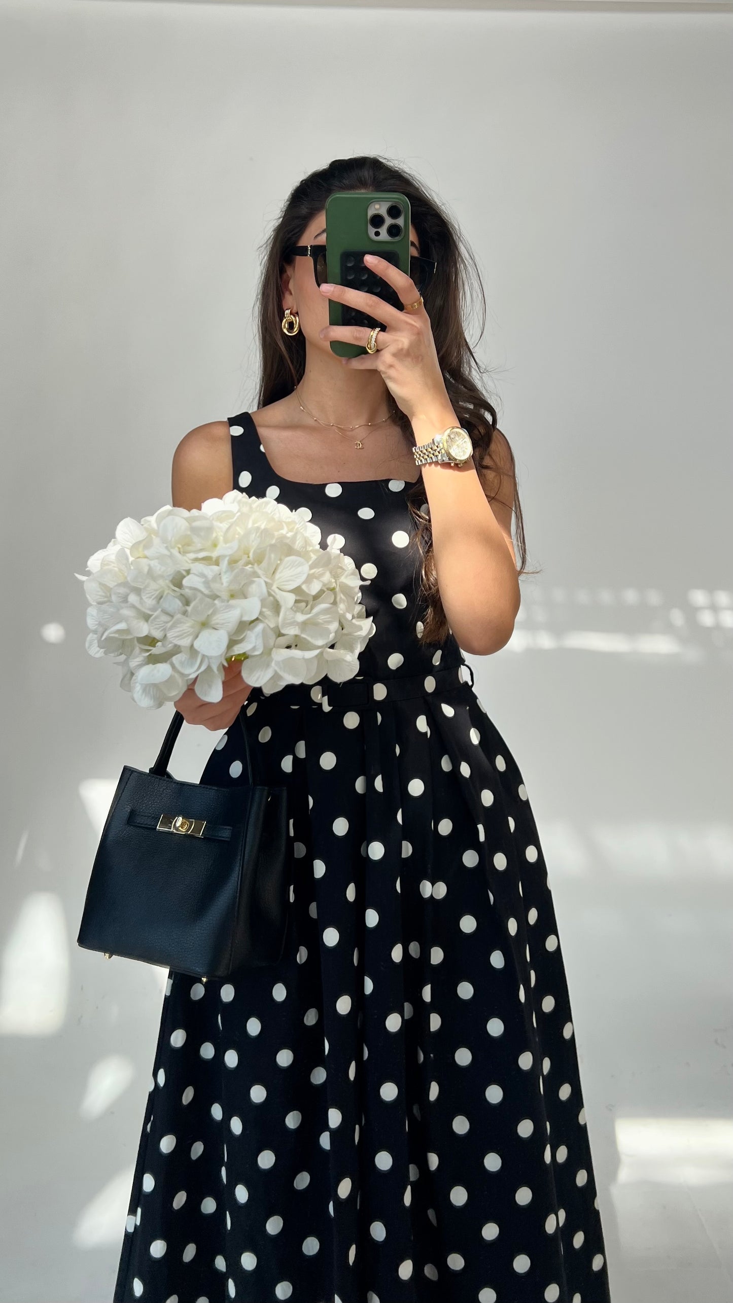 Polka-Dot Kleid mit Gürtel