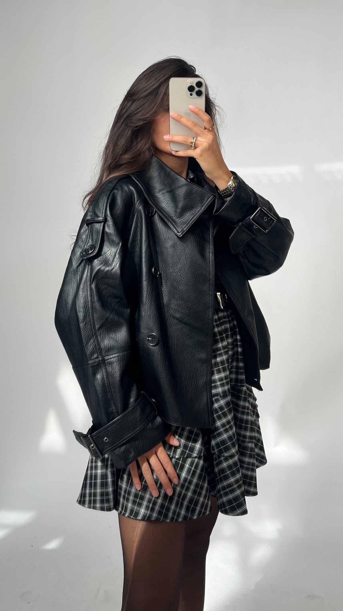 Trenchcoat in Lederoptik