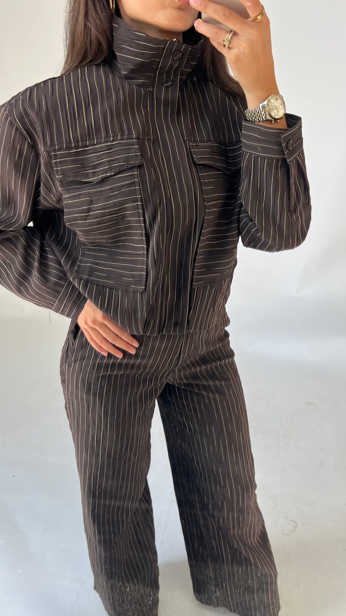 Nadelstreifen-Jacke in Braun