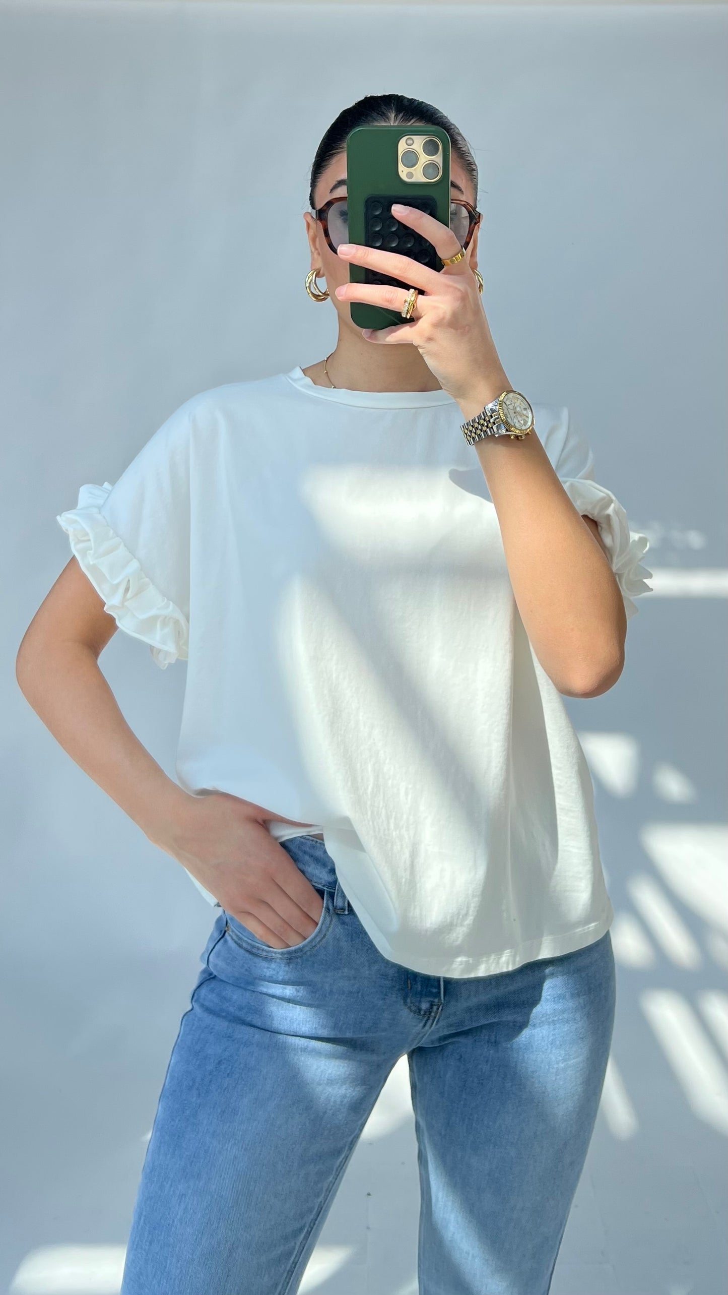 Basic Shirt mit Volantärmeln