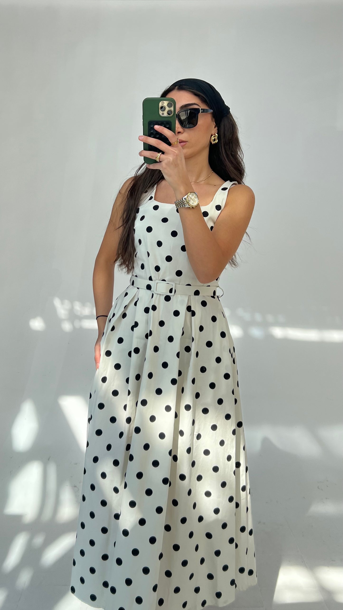 Polka-Dot Kleid mit Gürtel