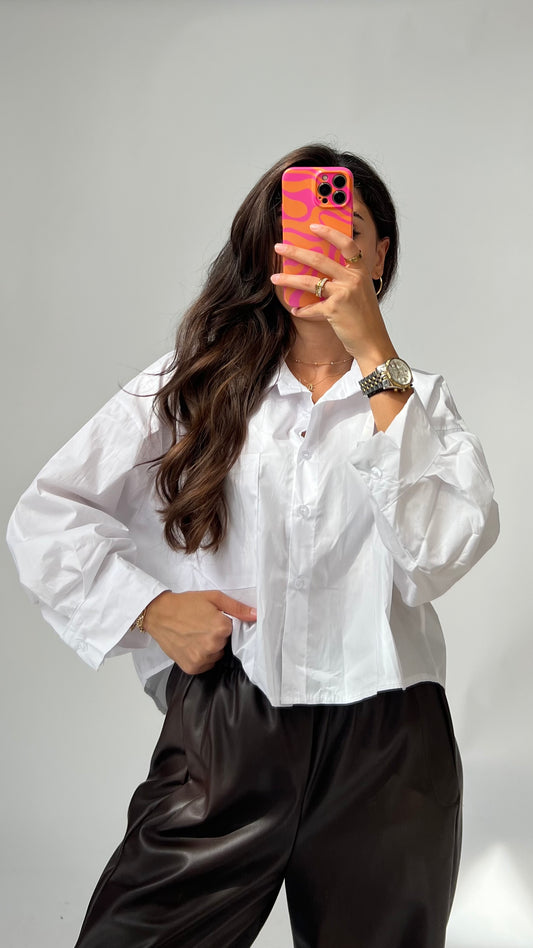 Cropped Oversize-Bluse