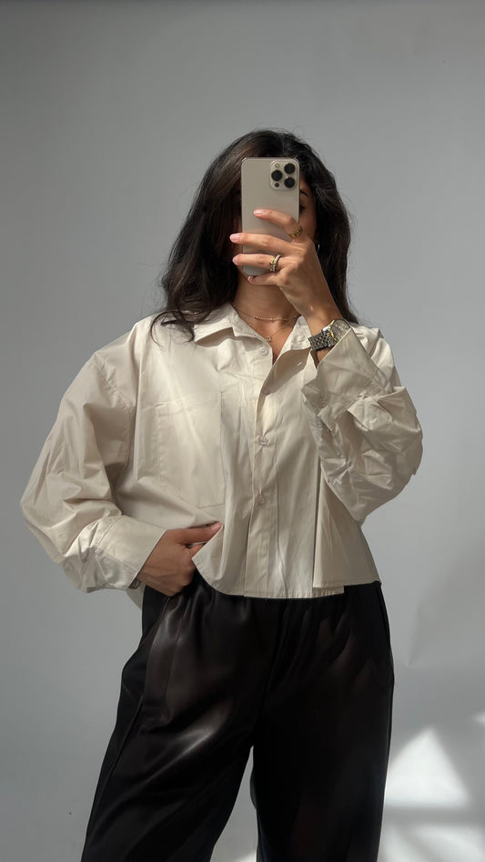 Cropped Oversize-Bluse