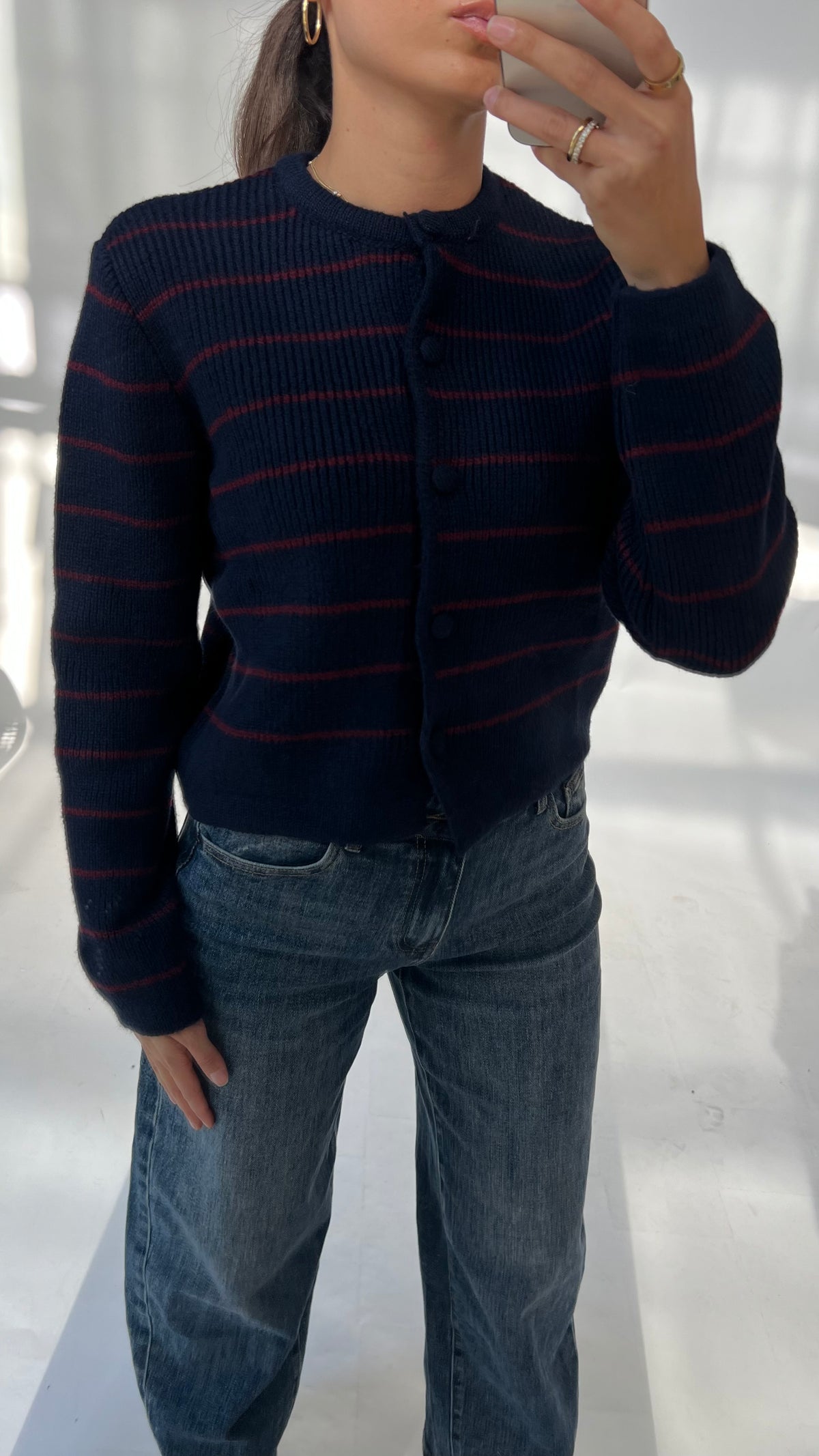 Gestreifter Strickcardigan