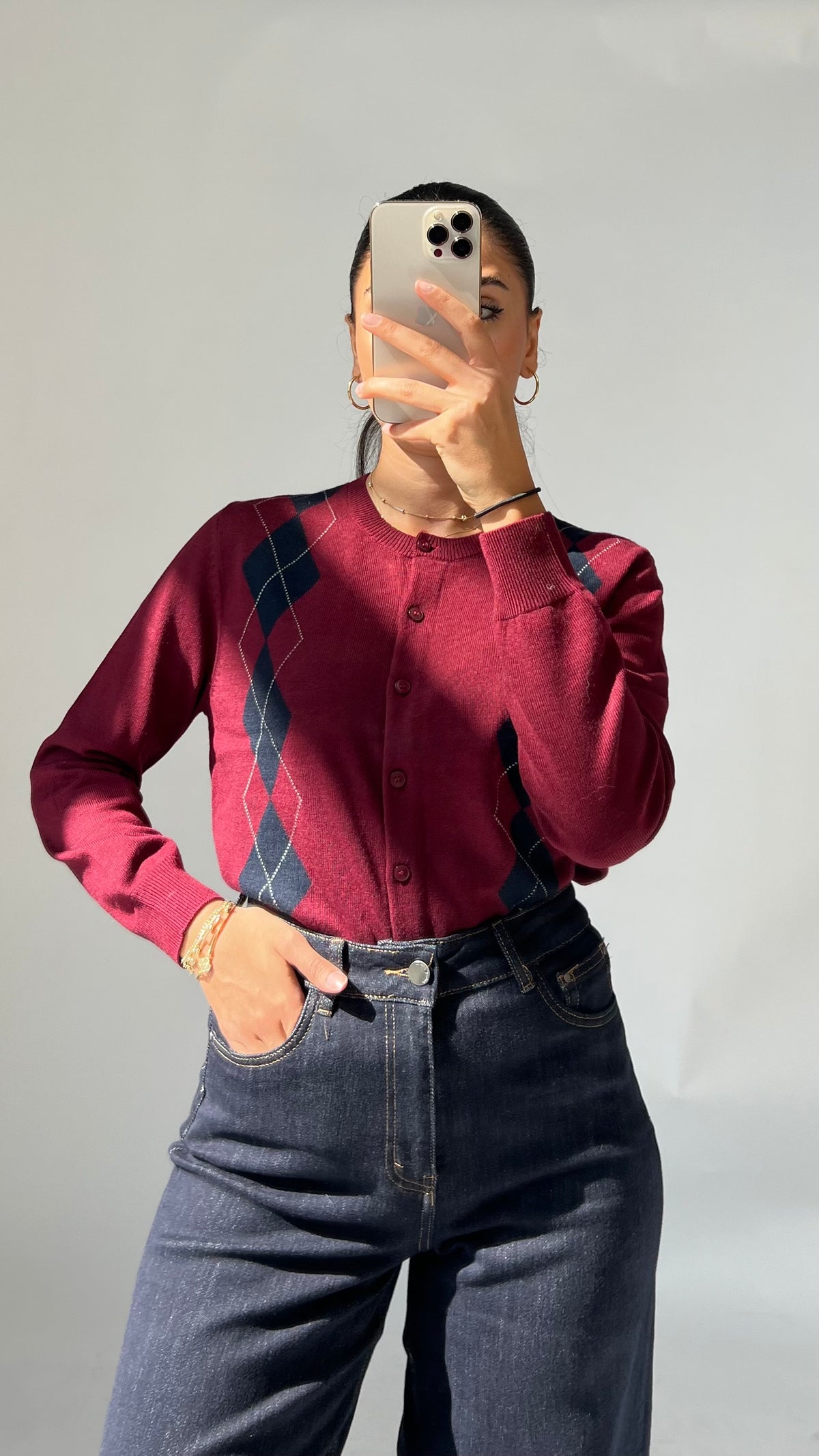 Argyle Strickjacke