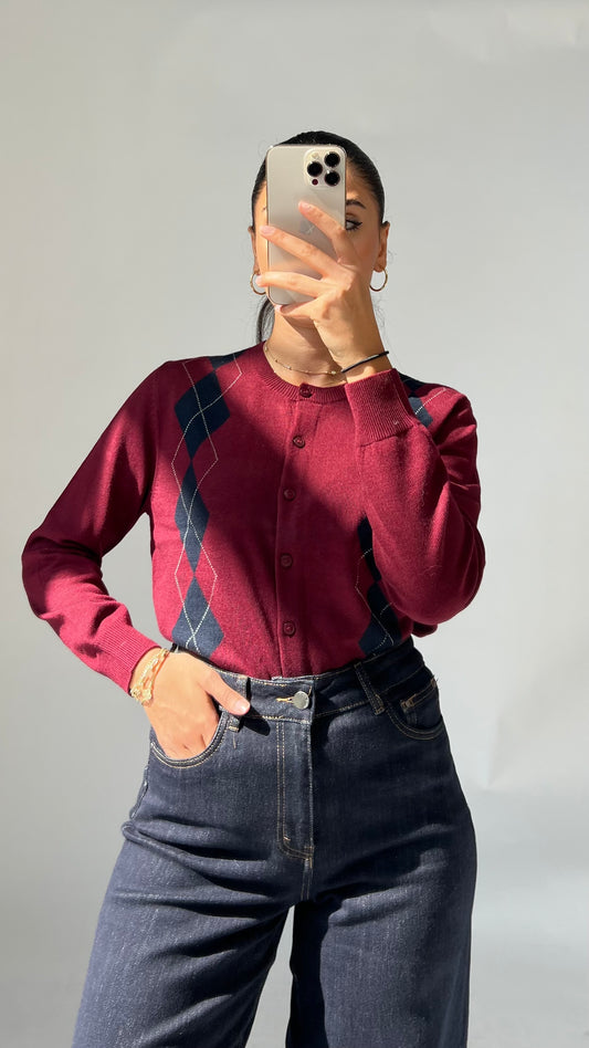 Argyle Strickjacke