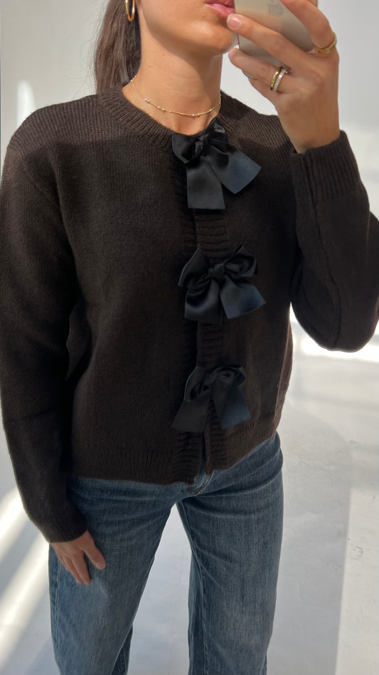 Strickcardigan mit Satin-Schleifen