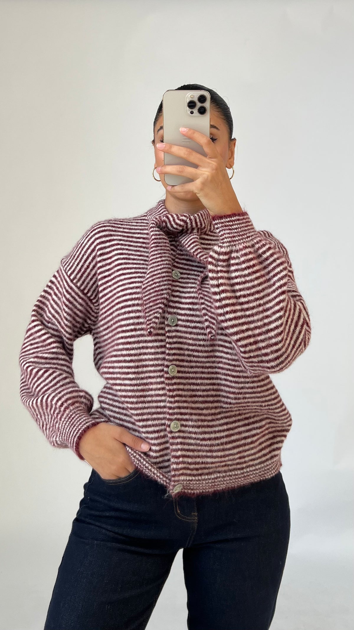 Striped Bow Cardigan