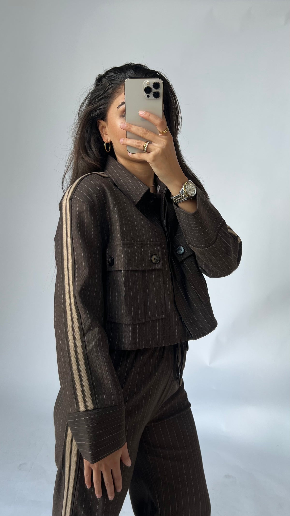 Nadelstreifen-Jacke mit Kontraststreifen