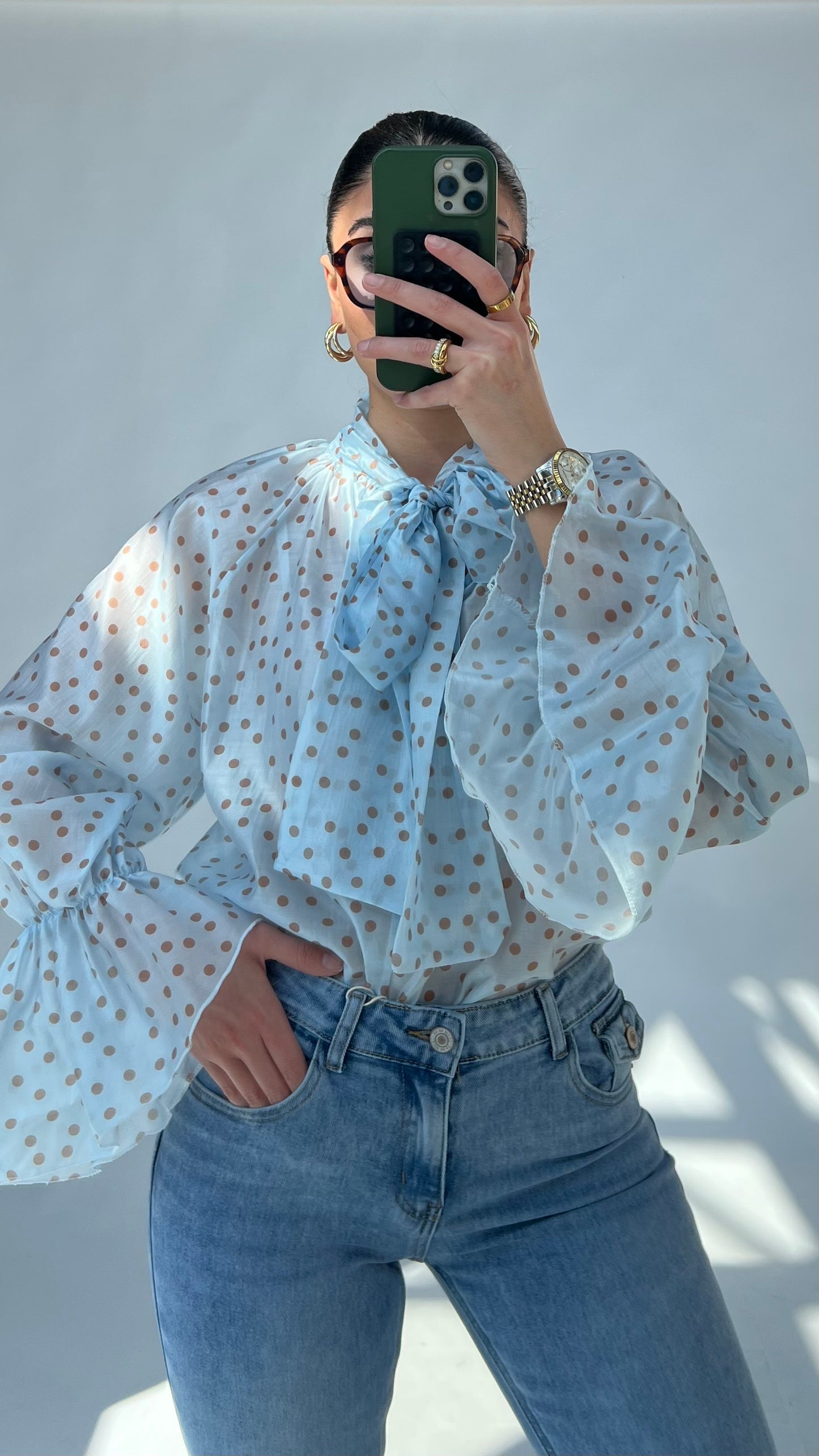 Polka Dot Statement-Bluse