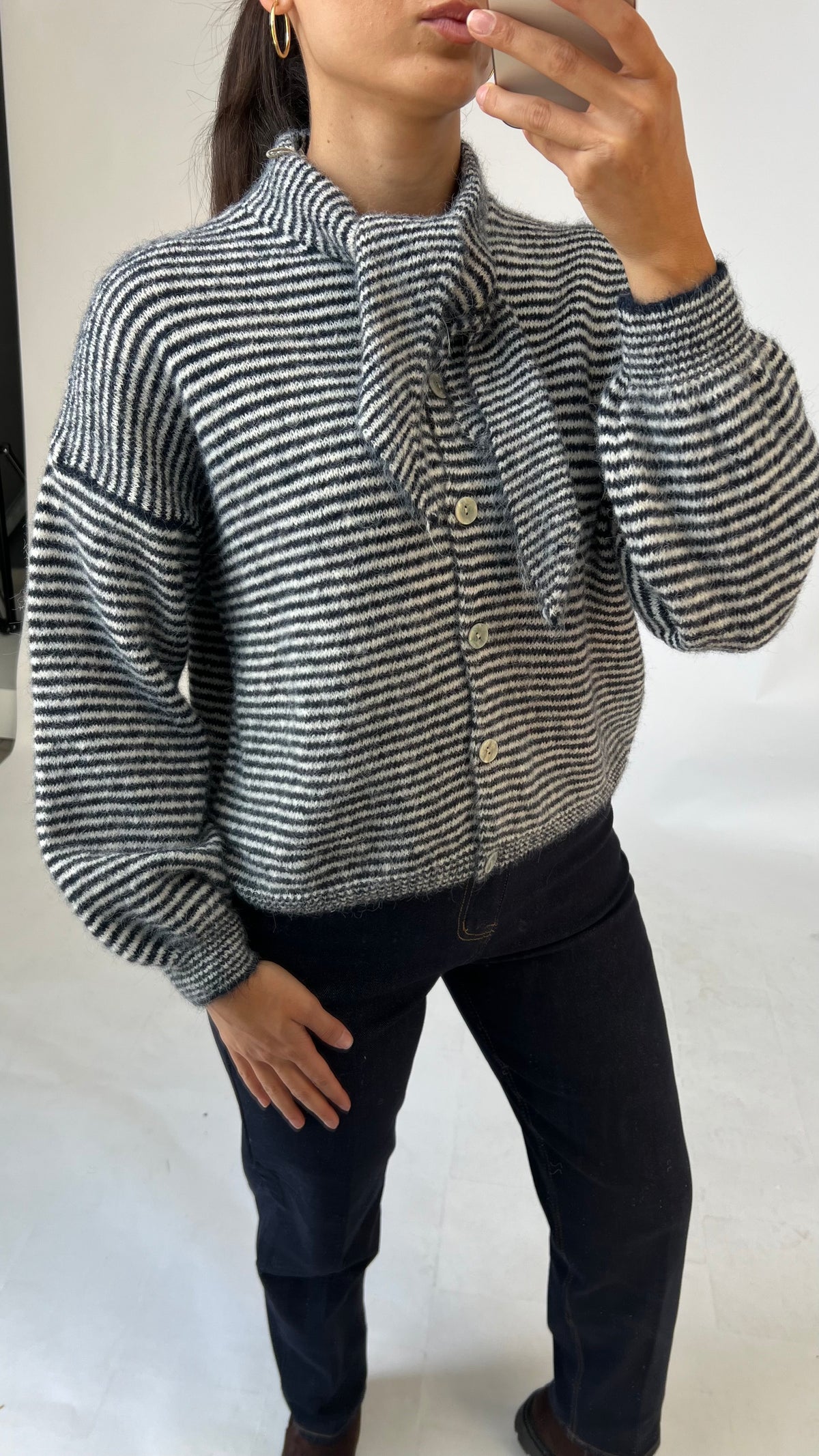 Striped Bow Cardigan