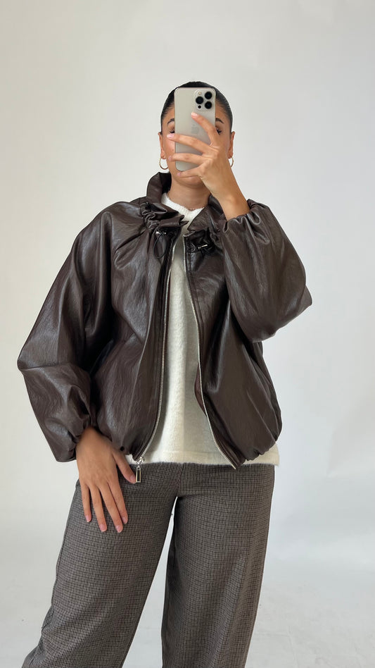 Oversize Jacke in Lederoptik
