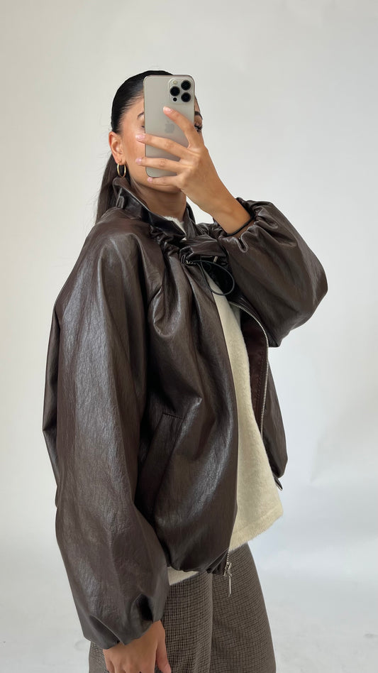 Oversize Jacke in Lederoptik