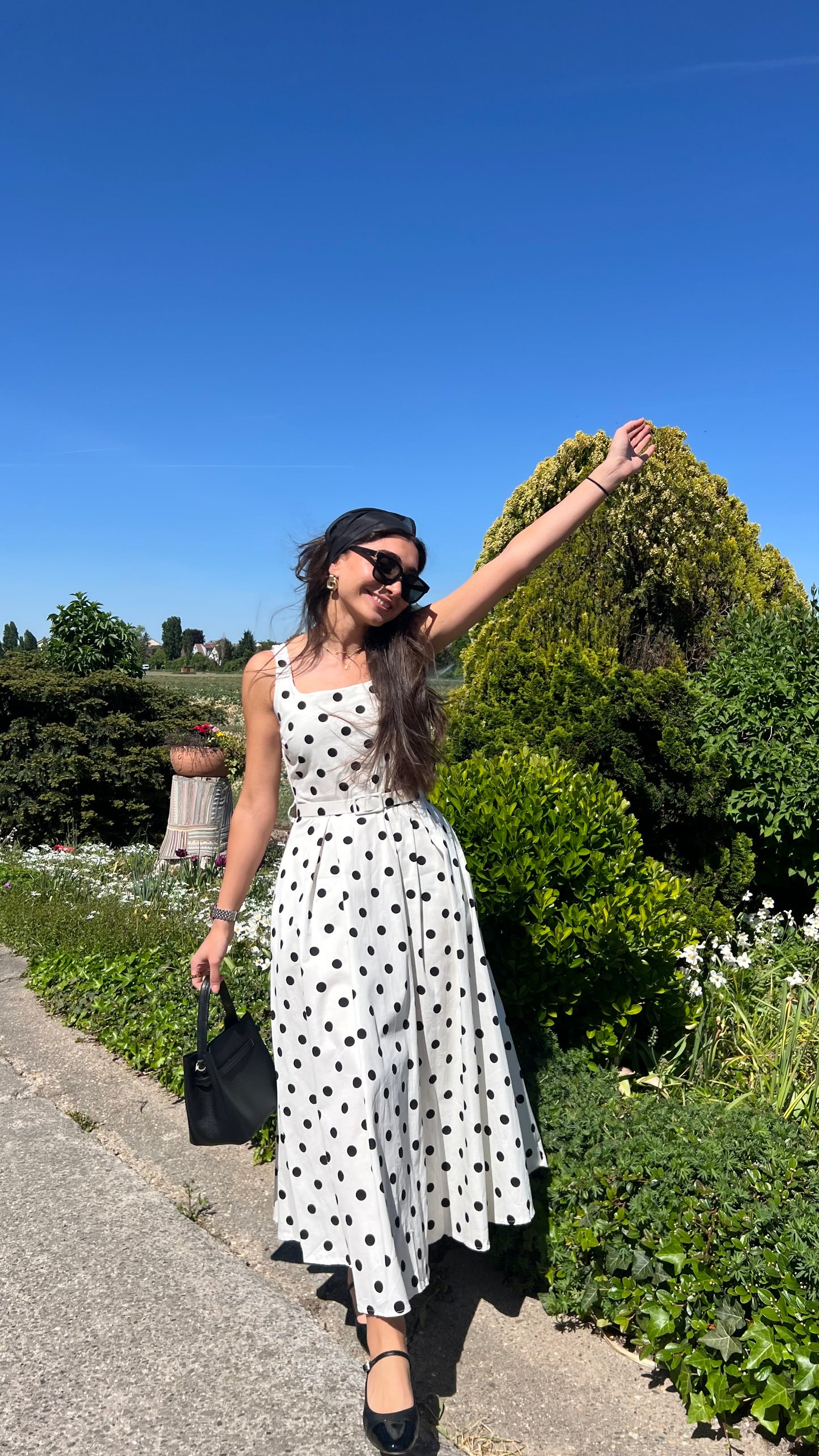 Polka-Dot Kleid mit Gürtel
