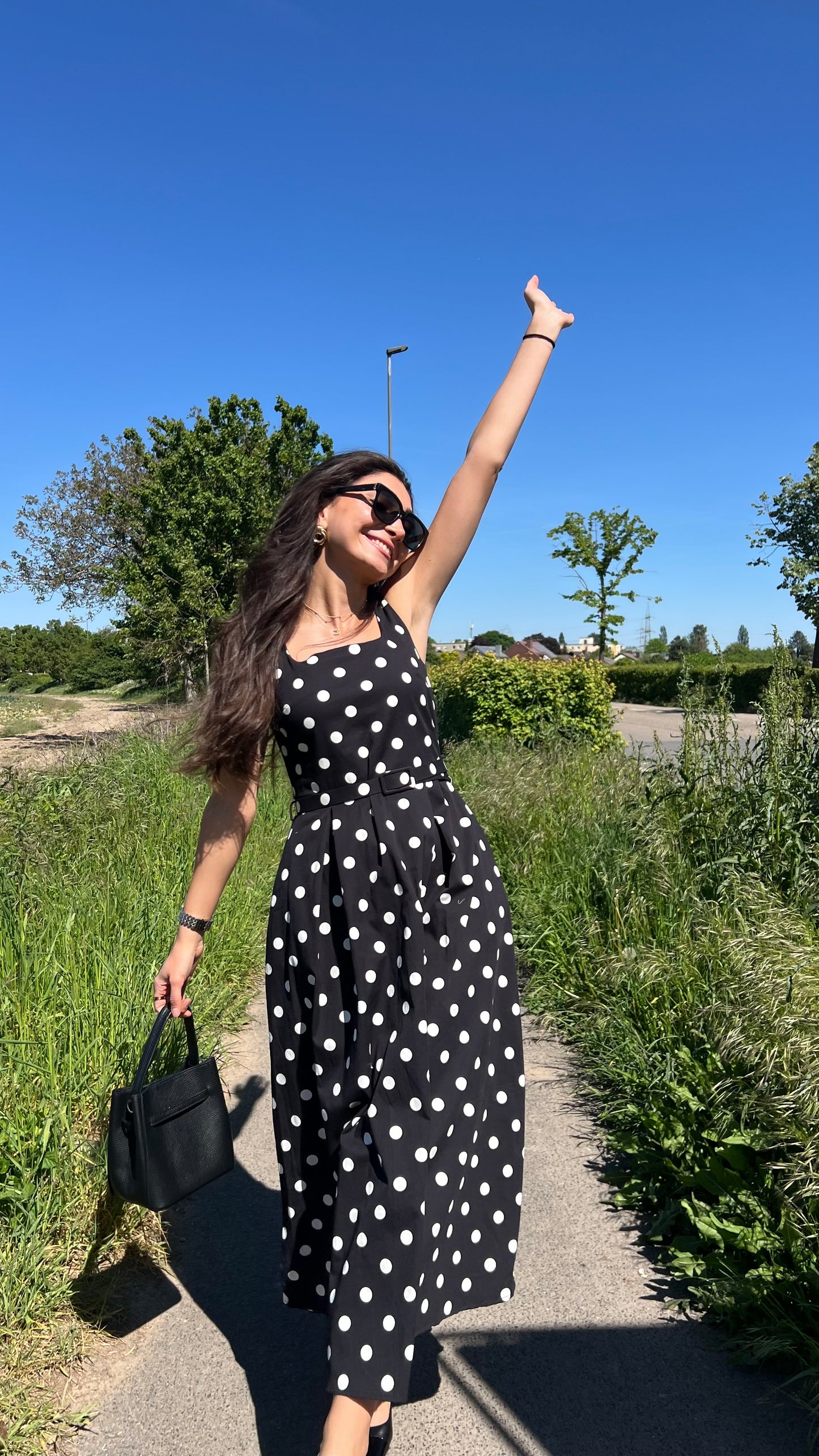 Polka-Dot Kleid mit Gürtel