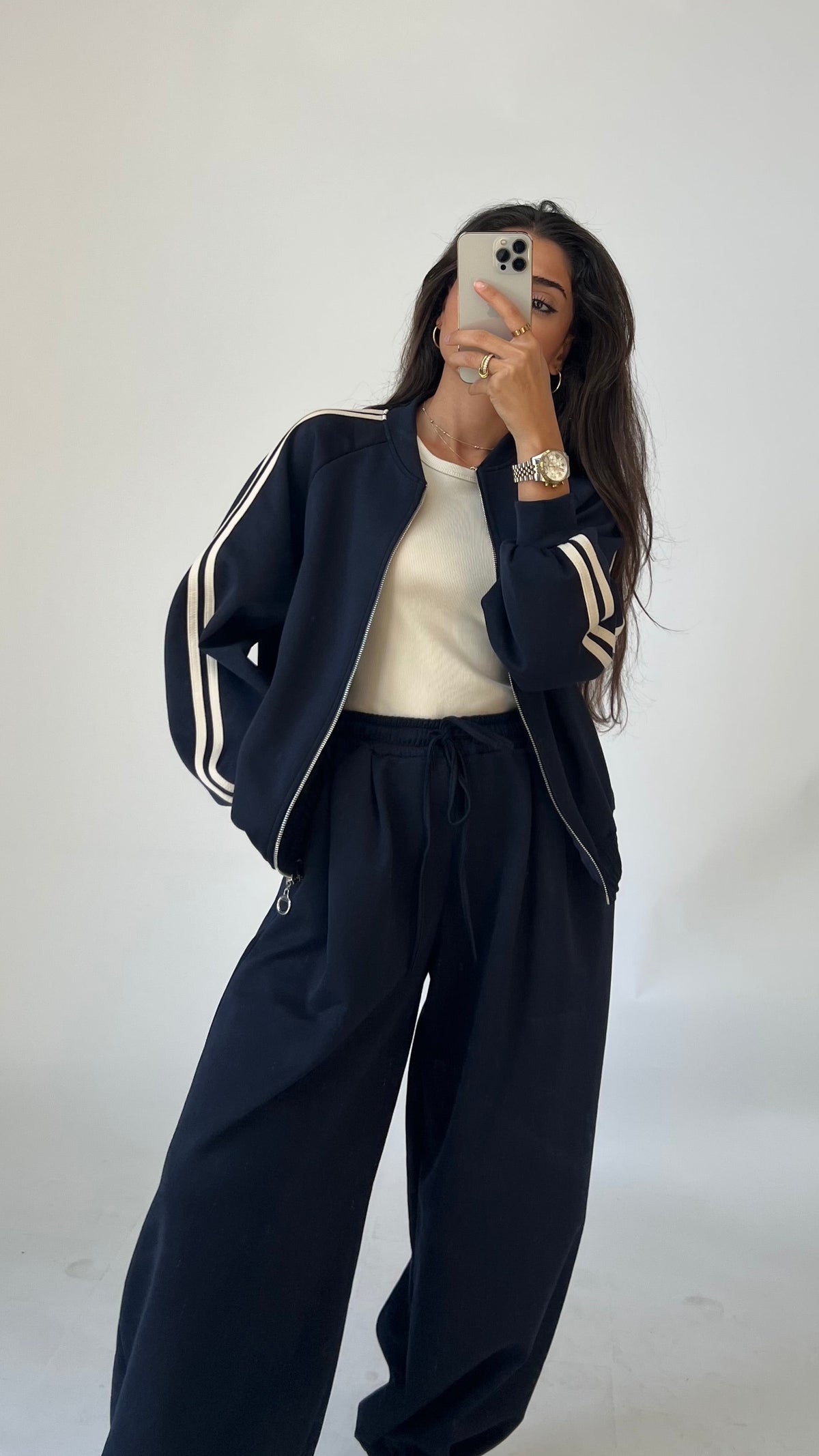 Sporty Zweiteiler mit Streifen-Details