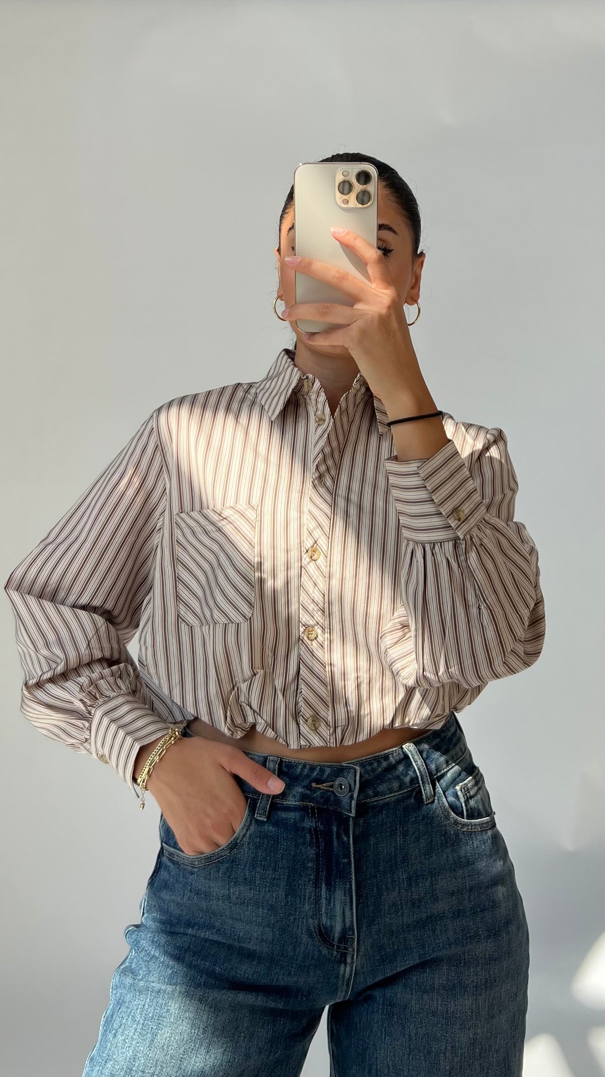 Gestreifte Crop Bluse