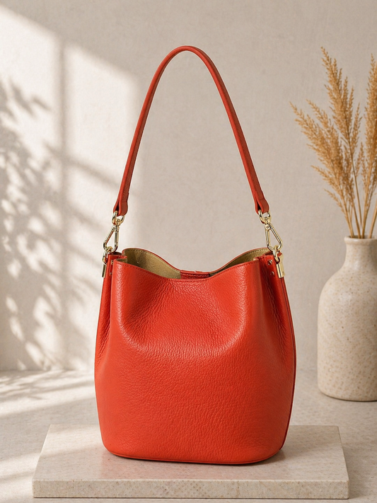 Elegante Bucket Bag aus Leder
