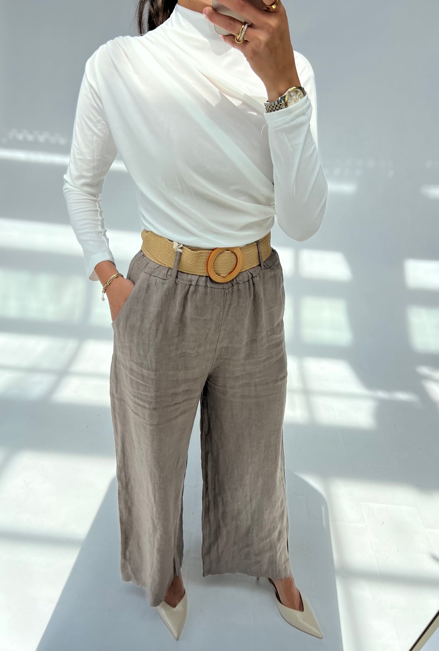 Leinen Hose mit Gürtel
