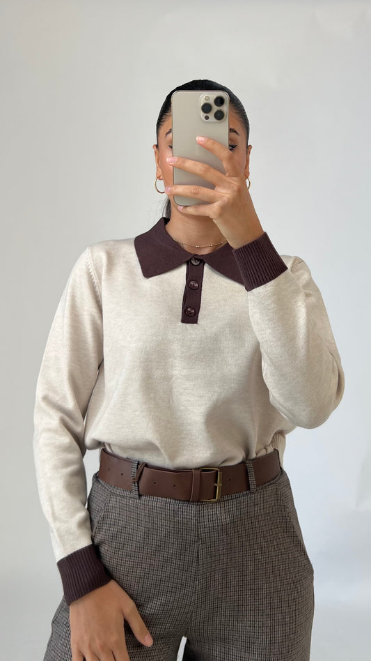 Contrast Collar Knit