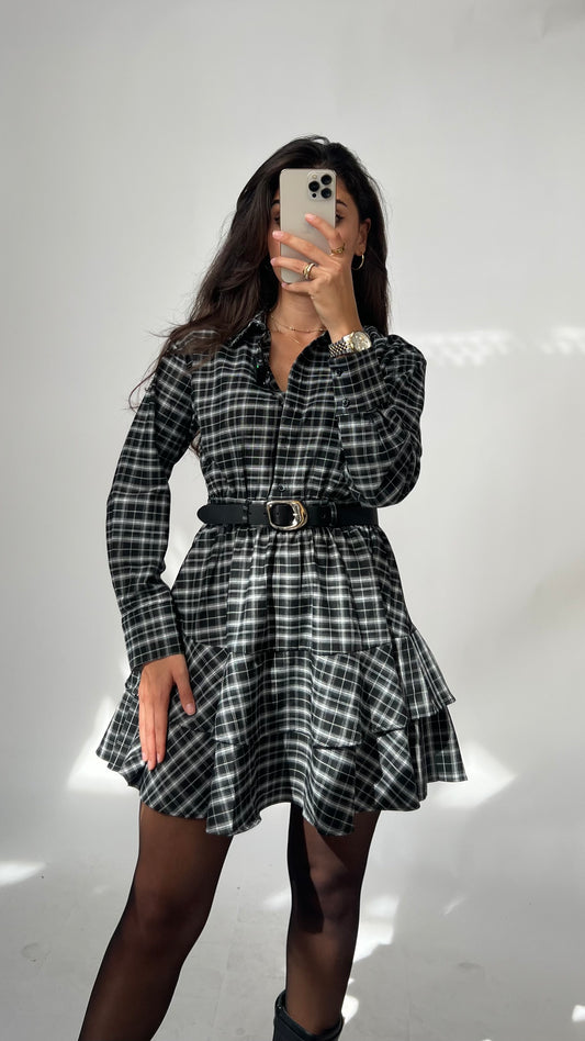 Karo-Kleid Mila mit Gürtel