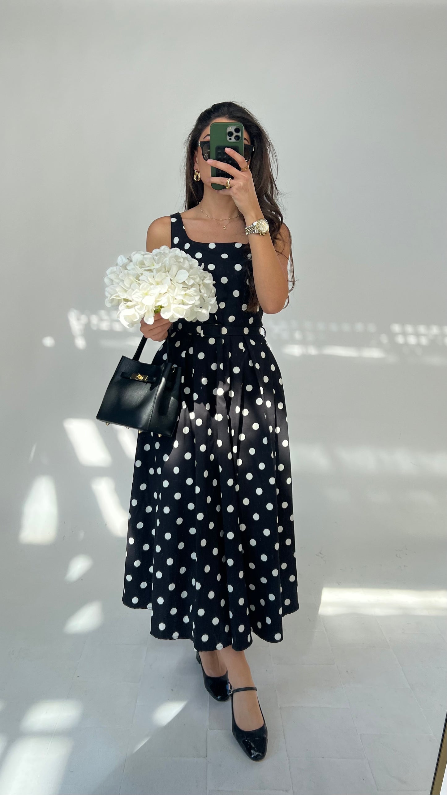 Polka-Dot Kleid mit Gürtel