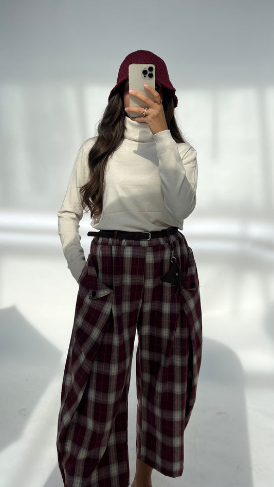 Check Wide-Leg Culotte