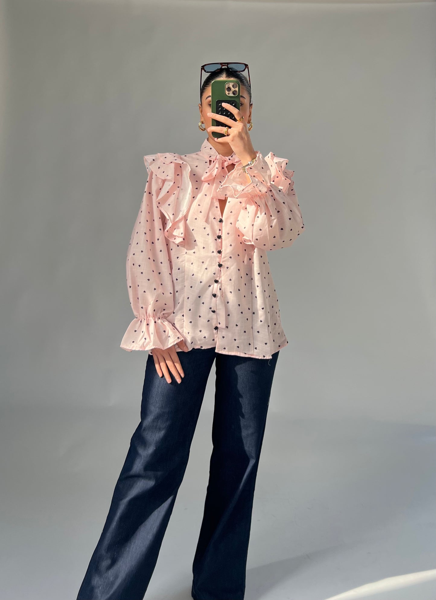 Herz-Bluse mit Schleife