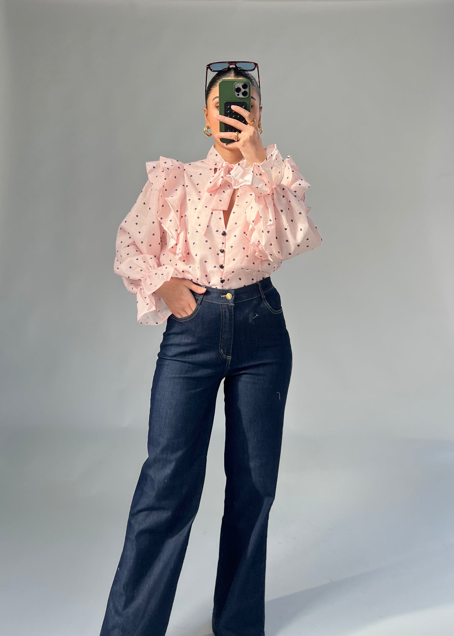 Herz-Bluse mit Schleife