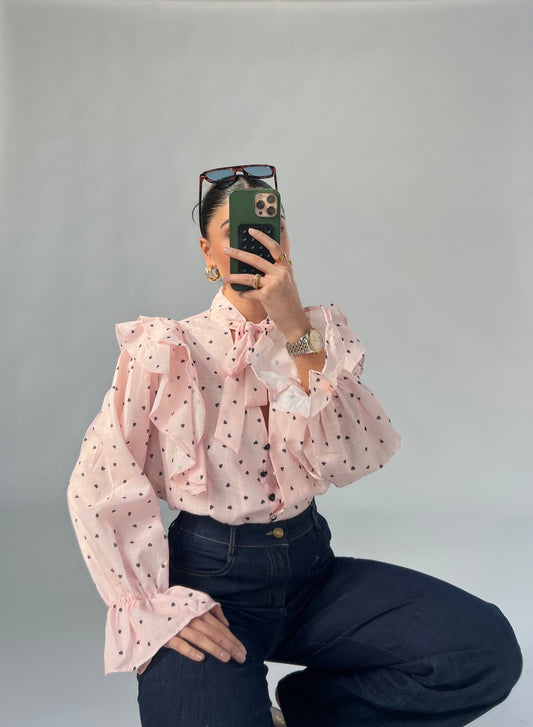 Herz-Bluse mit Schleife