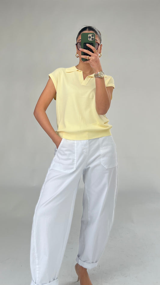 Strick-Top mit Kragen